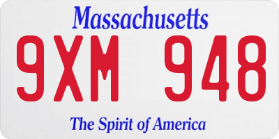 MA license plate 9XM948