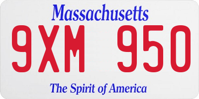 MA license plate 9XM950