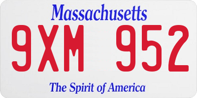 MA license plate 9XM952