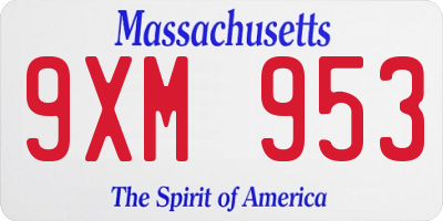 MA license plate 9XM953