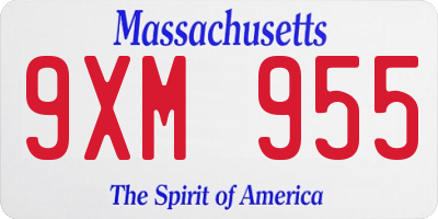 MA license plate 9XM955