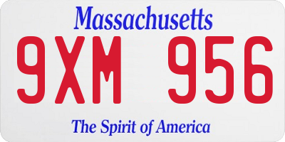 MA license plate 9XM956