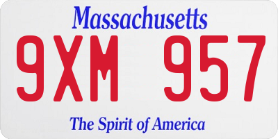 MA license plate 9XM957