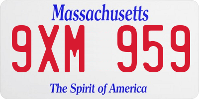 MA license plate 9XM959