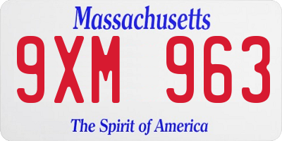 MA license plate 9XM963