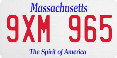 MA license plate 9XM965