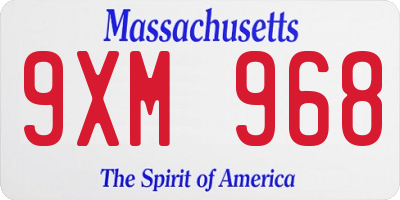 MA license plate 9XM968