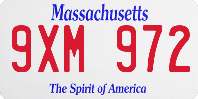MA license plate 9XM972