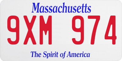 MA license plate 9XM974