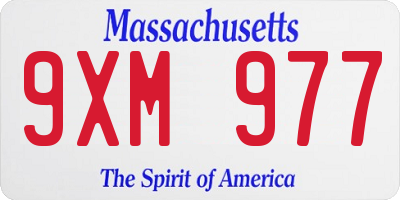 MA license plate 9XM977
