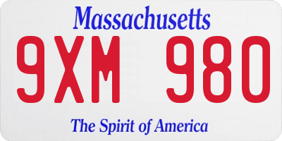 MA license plate 9XM980