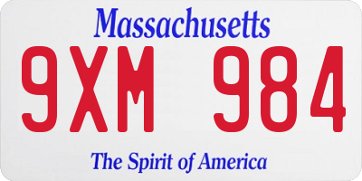 MA license plate 9XM984