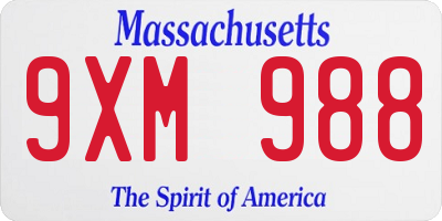 MA license plate 9XM988