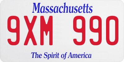 MA license plate 9XM990
