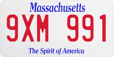 MA license plate 9XM991