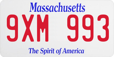 MA license plate 9XM993