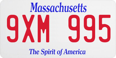 MA license plate 9XM995