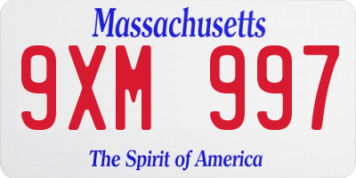 MA license plate 9XM997
