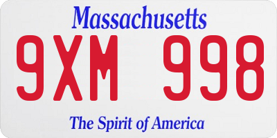 MA license plate 9XM998