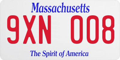 MA license plate 9XN008