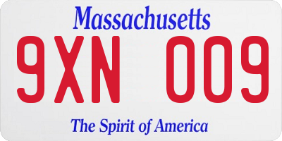 MA license plate 9XN009