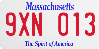 MA license plate 9XN013