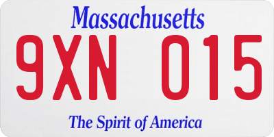 MA license plate 9XN015