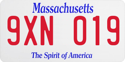 MA license plate 9XN019