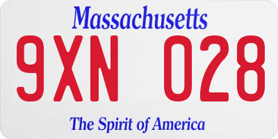 MA license plate 9XN028