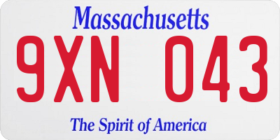 MA license plate 9XN043