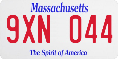 MA license plate 9XN044