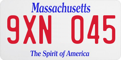 MA license plate 9XN045