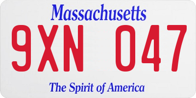 MA license plate 9XN047