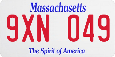 MA license plate 9XN049