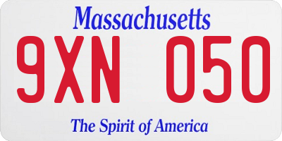 MA license plate 9XN050
