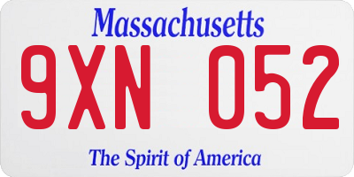 MA license plate 9XN052