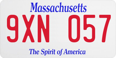 MA license plate 9XN057