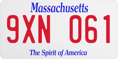 MA license plate 9XN061
