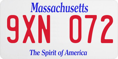 MA license plate 9XN072