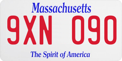 MA license plate 9XN090