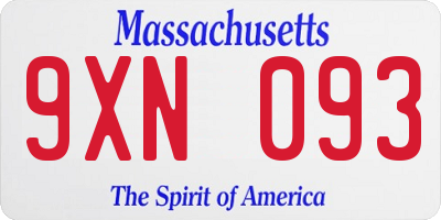 MA license plate 9XN093