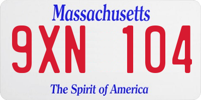 MA license plate 9XN104
