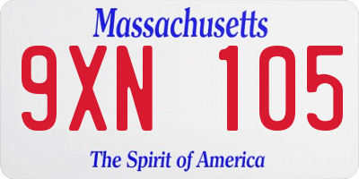 MA license plate 9XN105