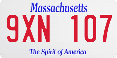 MA license plate 9XN107