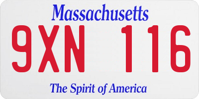 MA license plate 9XN116