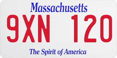 MA license plate 9XN120