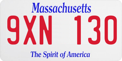 MA license plate 9XN130