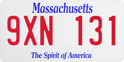 MA license plate 9XN131