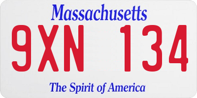 MA license plate 9XN134