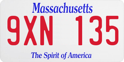 MA license plate 9XN135